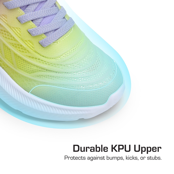 Kids Kick-Resistant Lightweight Running Sneakers - GREEN/YELLOW/PURPLE - 2